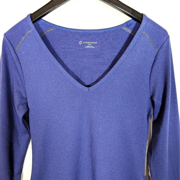 NWT Small Stonewear Athletic Veronica Dress Twilite Purple V-Neck Thumbholes - Picture 3 of 5